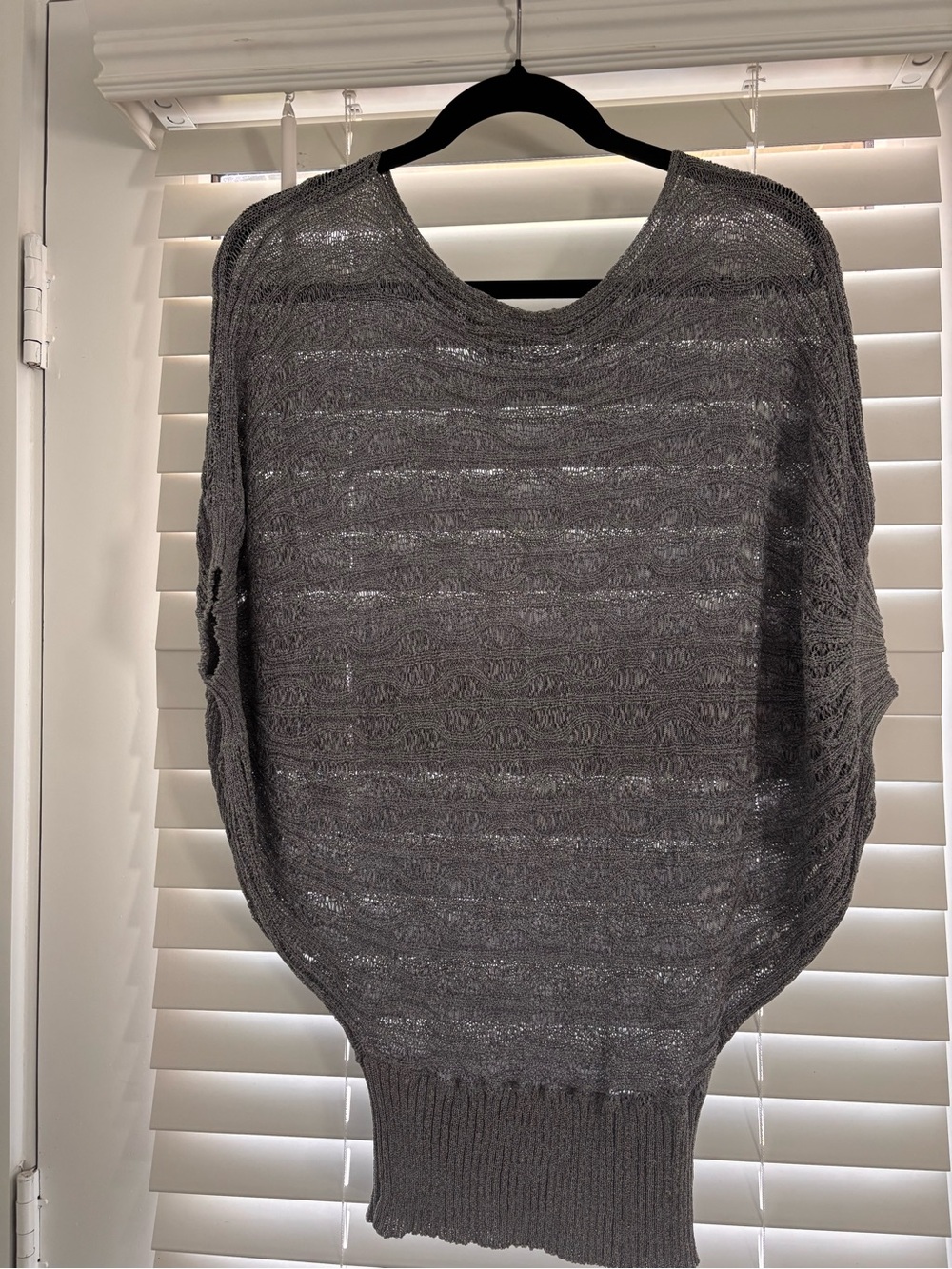 Cozy Casual Open-Knit Scoop Neck Sweater in Gray